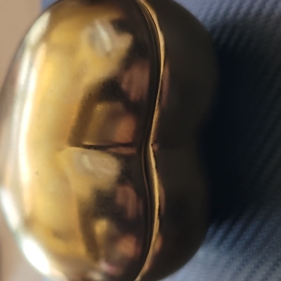 Gold Tone Ceramic Puffy Heart Jewelry Trinket Box - Picture 6 of 7